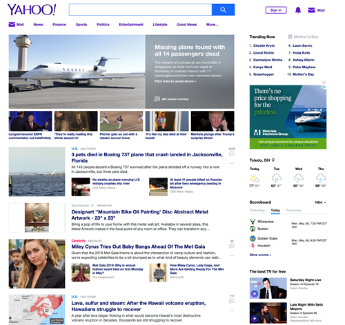 Knight Insurance digital ad in yahoo news